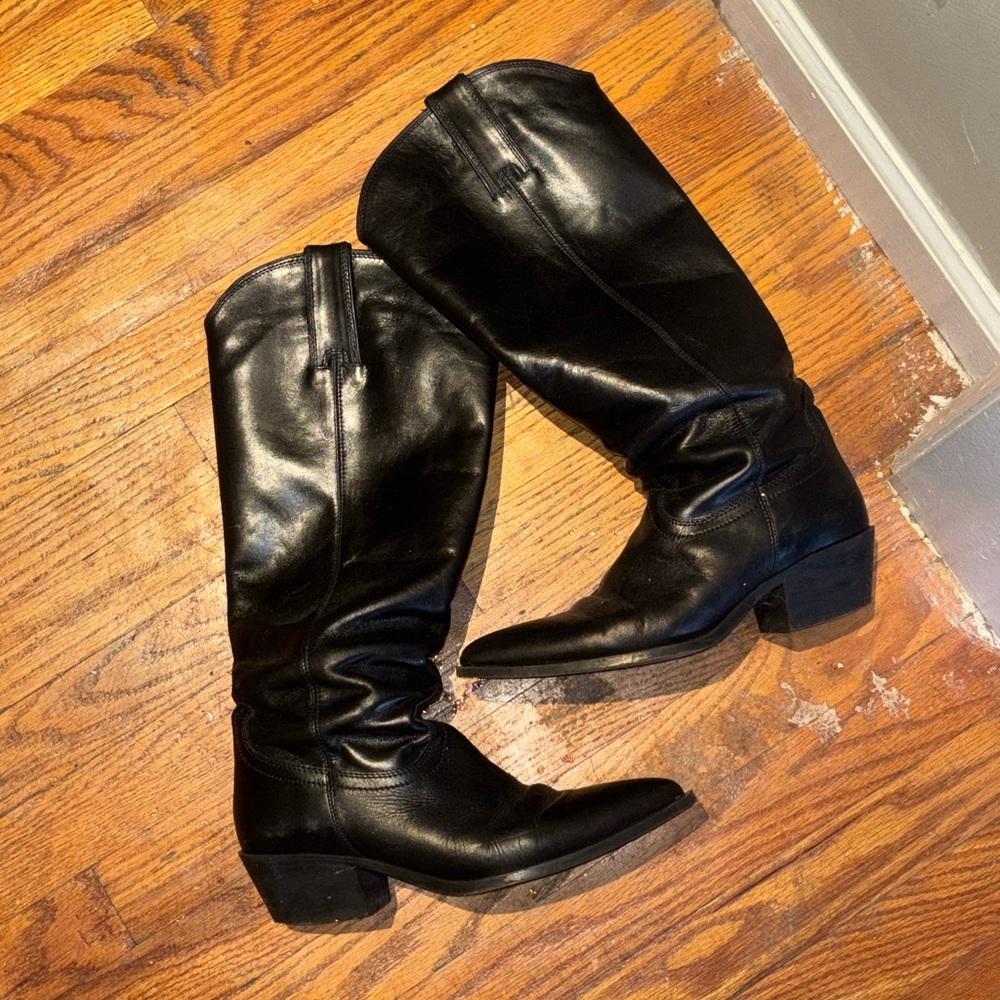 Black Leather Cowboy Boots
